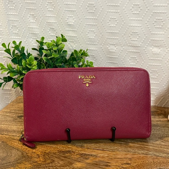 Pink Prada Saffiano Leather Organizer - Picture 1 of 12